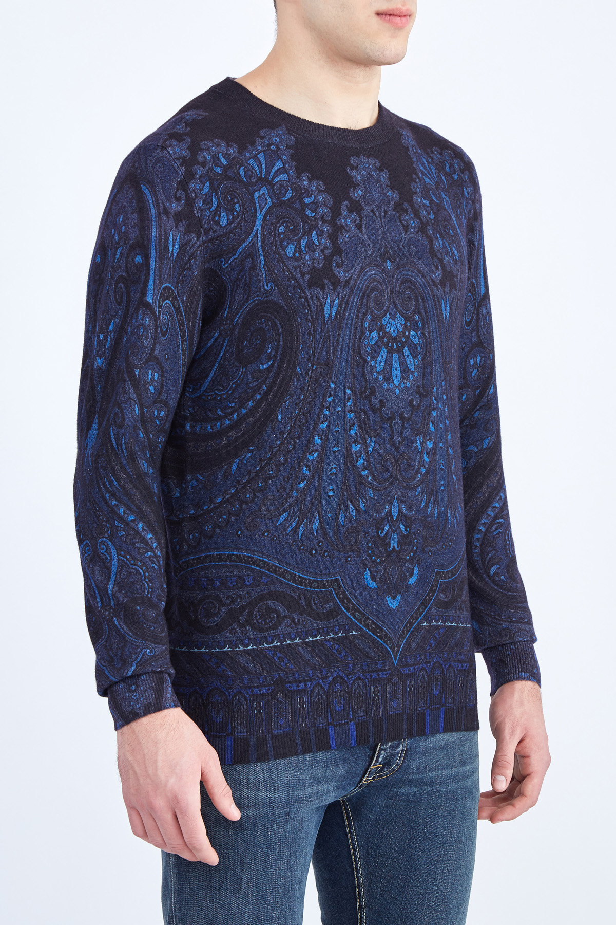 Джемпер из шерсти и кашемира с принтом пейсли ETRO, цвет синий, размер 46 - фото 3