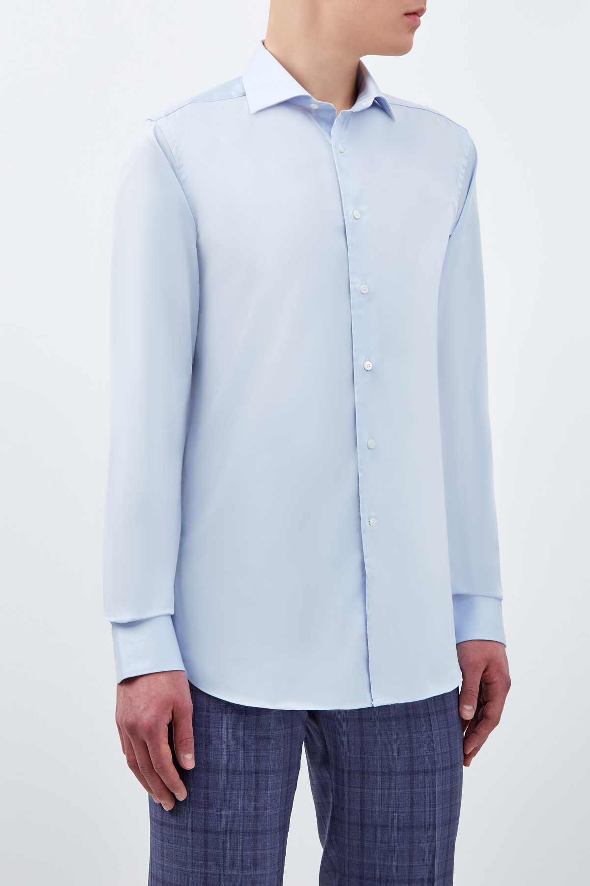 Приталенная рубашка Slim Fit из эластичного хлопка CANALI, цвет голубой, размер 50;48 - фото 3