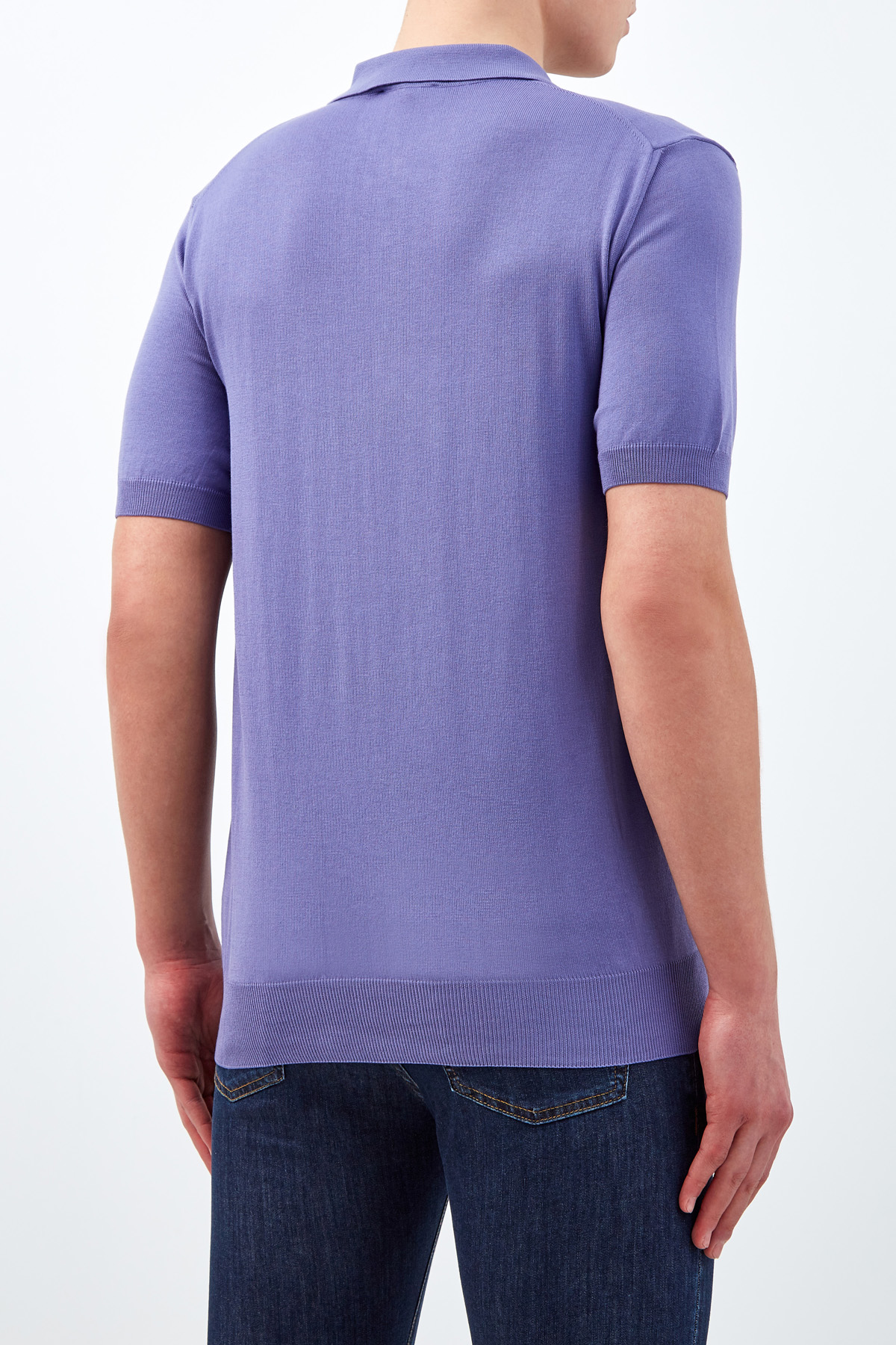 Джемпер-поло из легкой хлопковой пряжи CANALI, цвет фиолетовый, размер 52;60 - фото 4