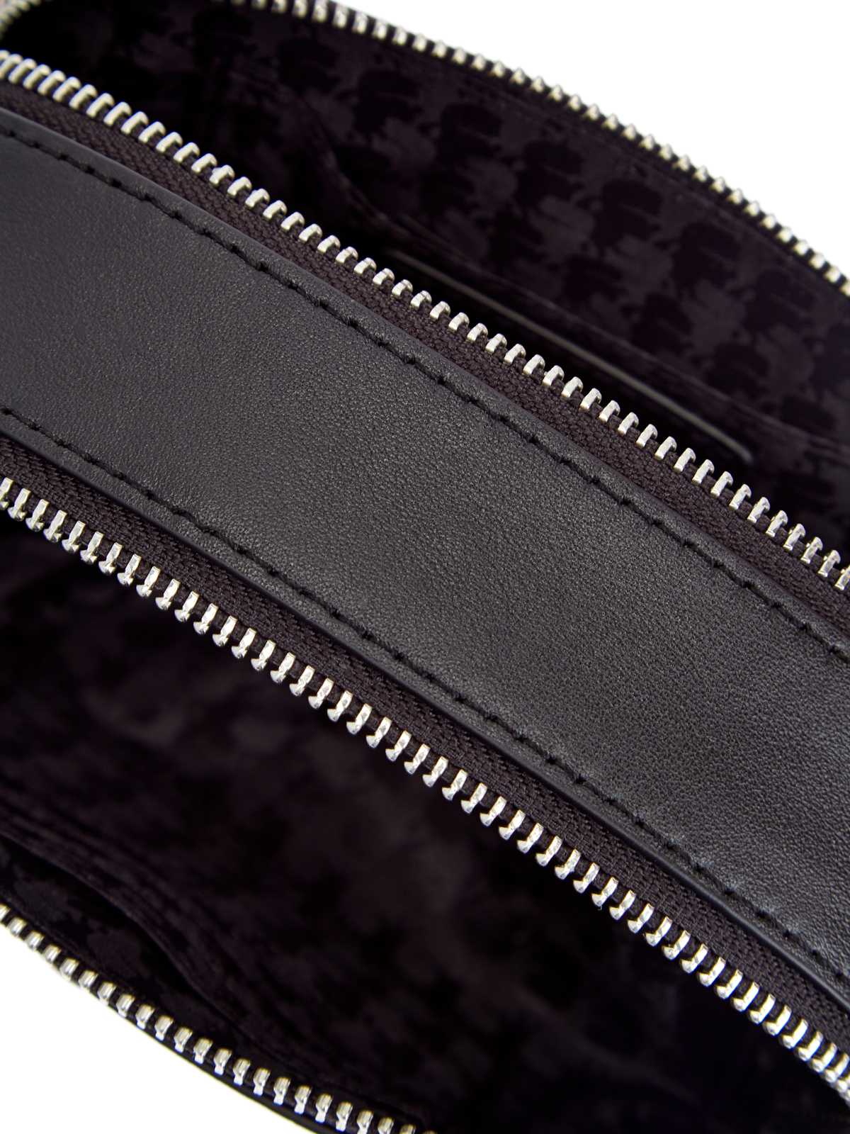 Кроссбоди из металлизированной телячьей кожи с литым логотипом KARL LAGERFELD, цвет черный, размер S;L - фото 7