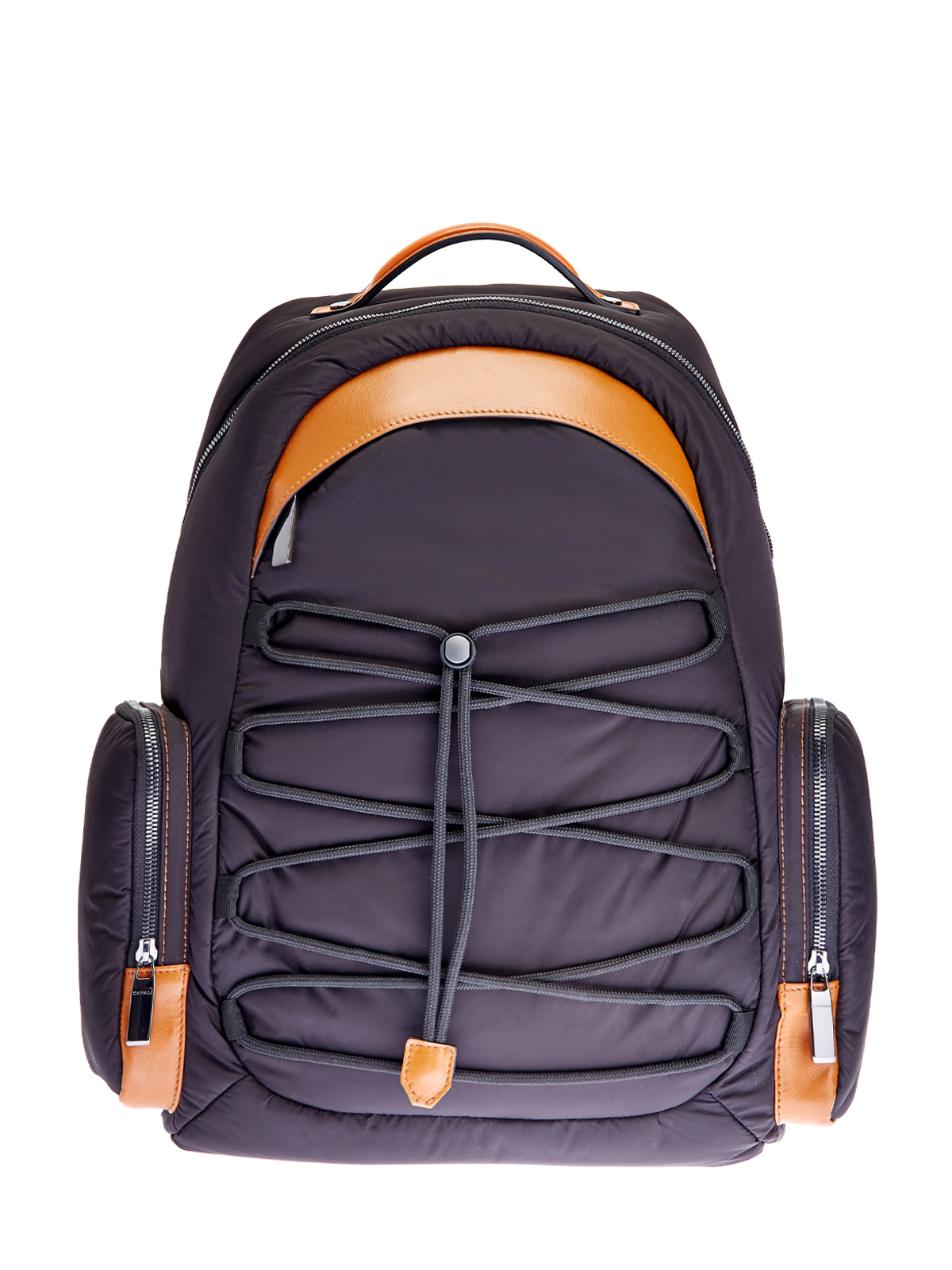 Объемный рюкзак из матового нейлона с кожаной отделкой CANALI, цвет черный, размер 48;50;52 - фото 1
