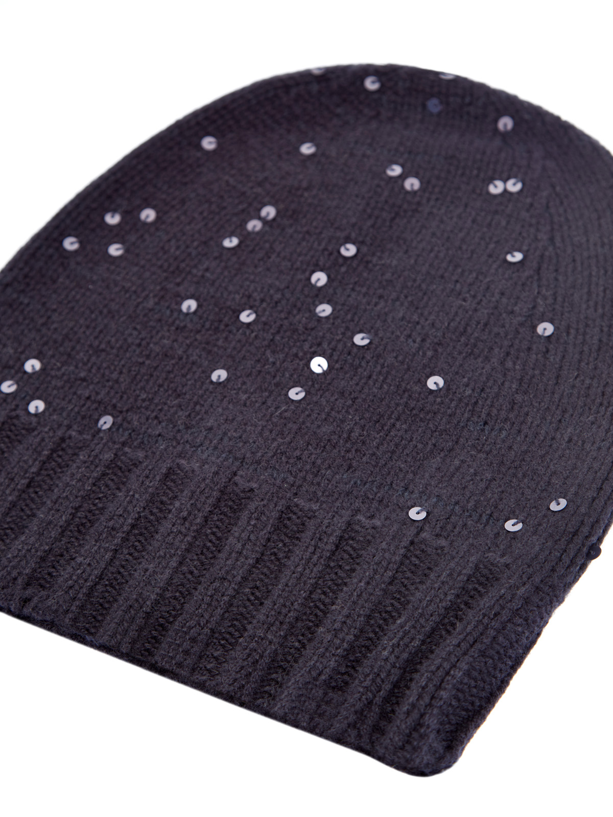 Шерстяная шапка с вплетенными пайетками LORENA ANTONIAZZI, цвет черный, размер M - фото 3