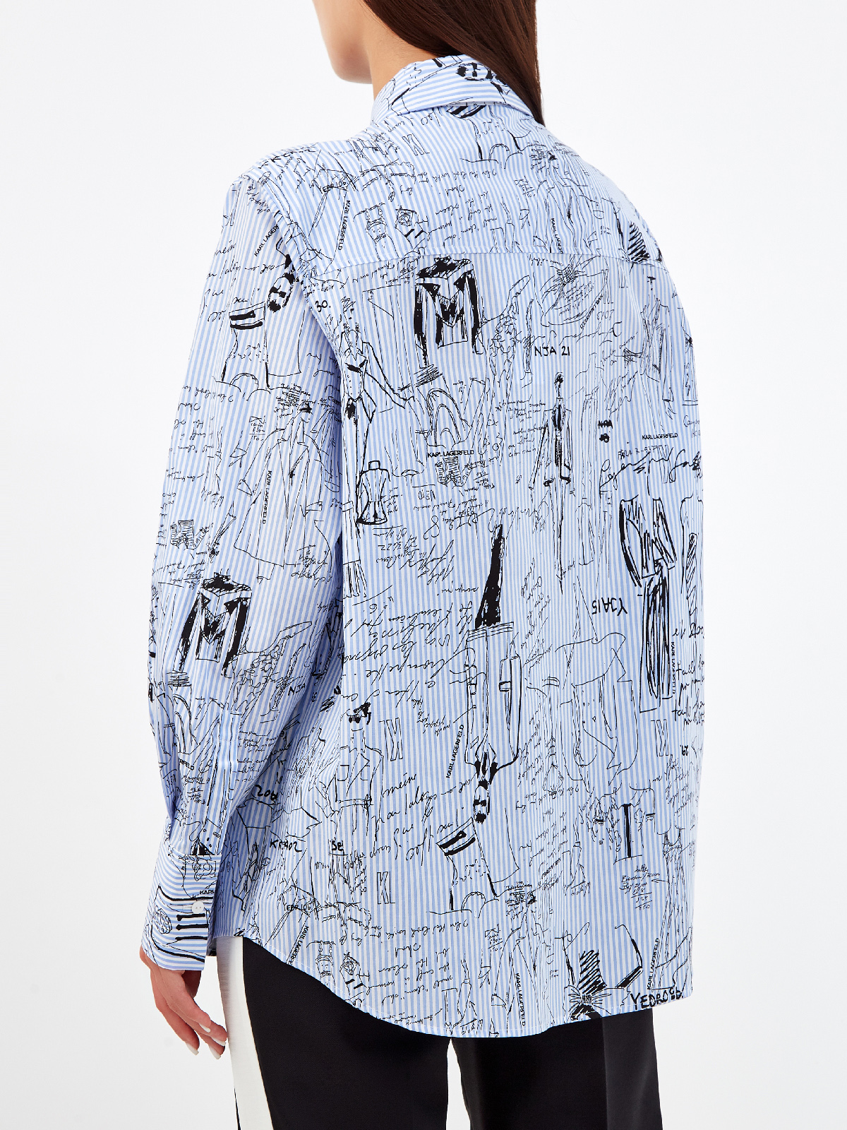 Рубашка с принтованными эскизами из коллекции Ultimate Icon KARL LAGERFELD, цвет голубой, размер S;M;L - фото 4