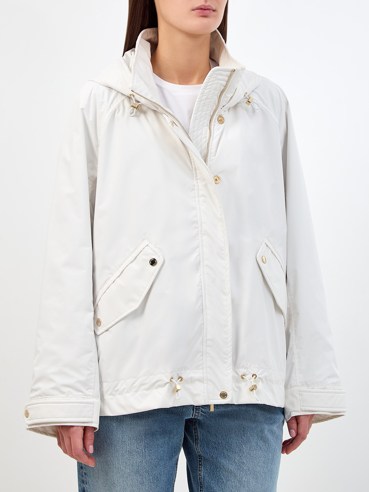 Куртка Jill из водоотталкивающего нейлона с регулируемыми кулисками MOORER, цвет белый, размер 38;40;42;46 - фото 3
