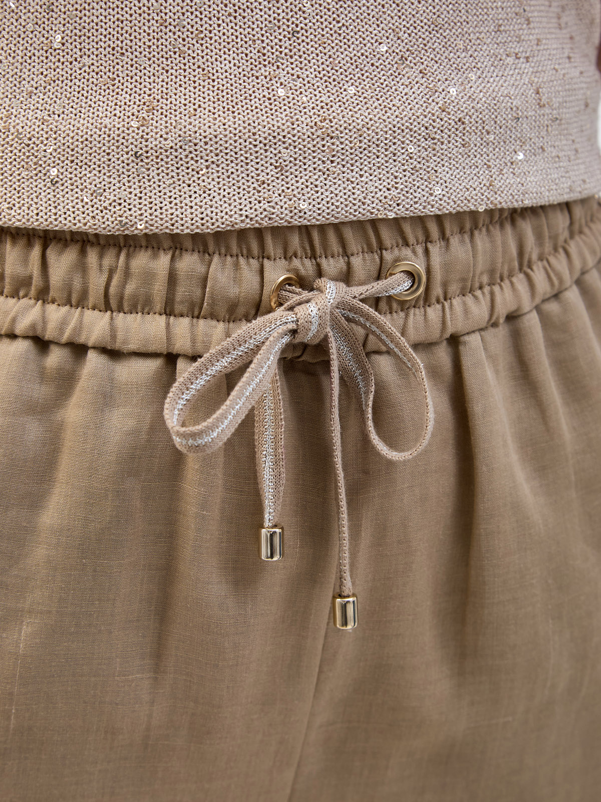 Легкие брюки-палаццо из волокна рами с эластичным поясом LORENA ANTONIAZZI, цвет бежевый, размер 40;42;44;46 - фото 5