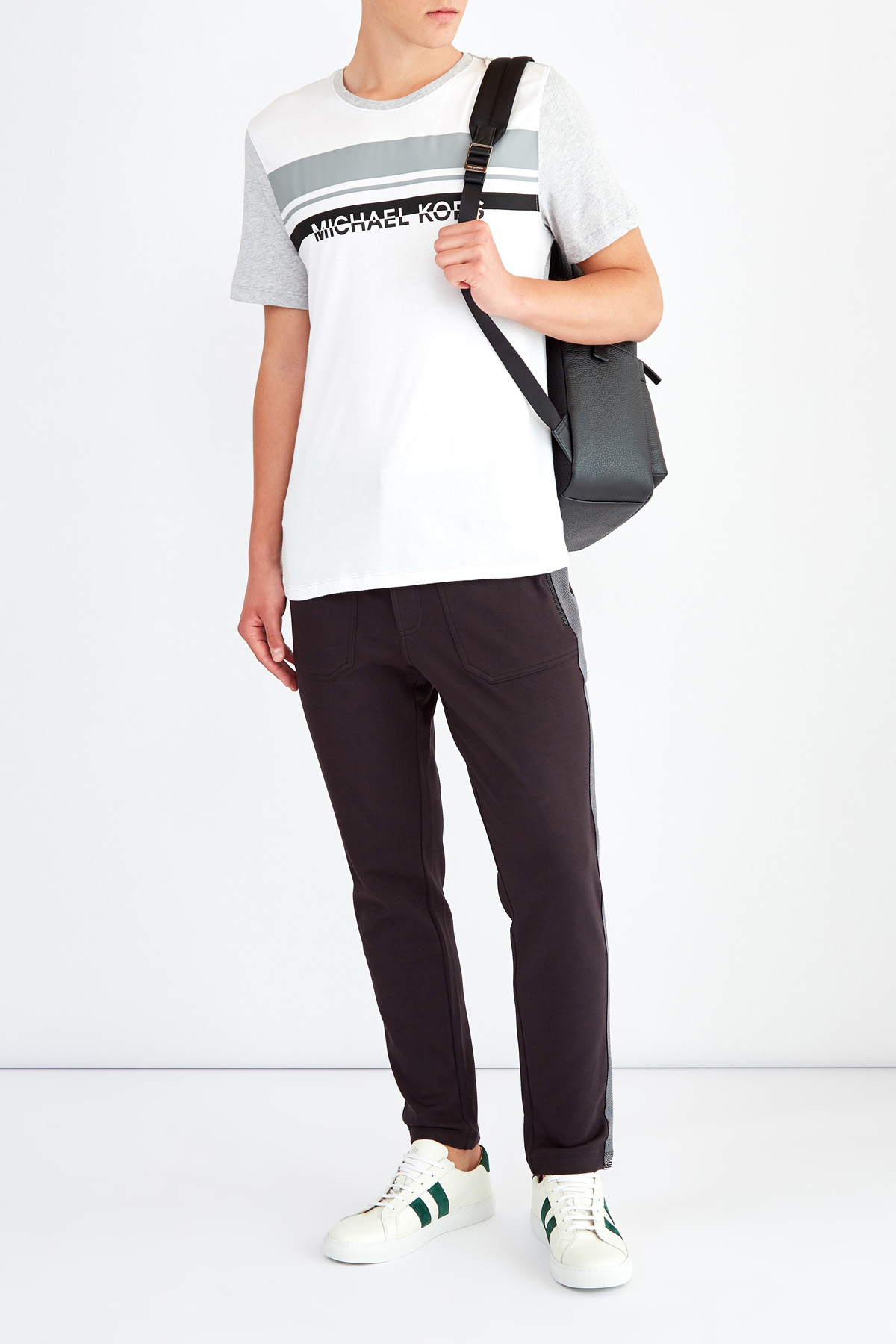 Спортивные брюки из хлопка с лампасами и накладными карманами MICHAEL KORS, цвет черный, размер L;XL;2XL - фото 2