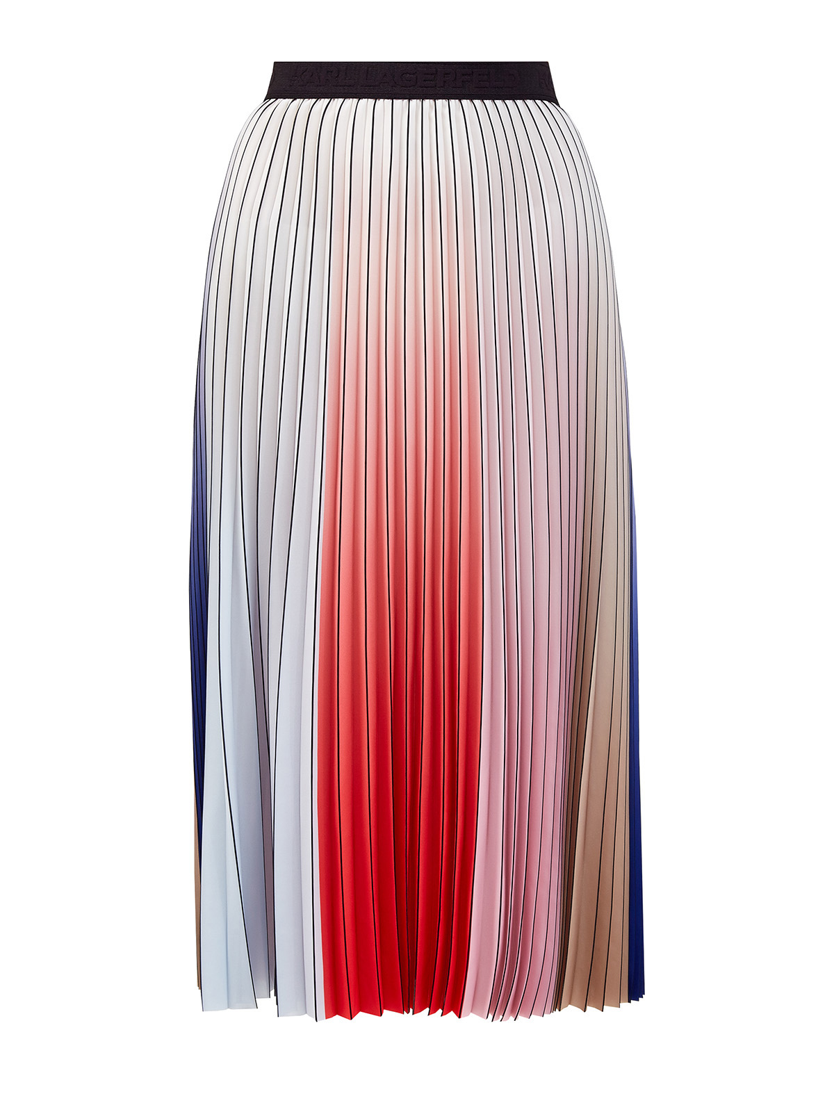Юбка-плиссе из атласа с градиентным colorblock-принтом KARL LAGERFELD, цвет мульти, размер M;L - фото 1
