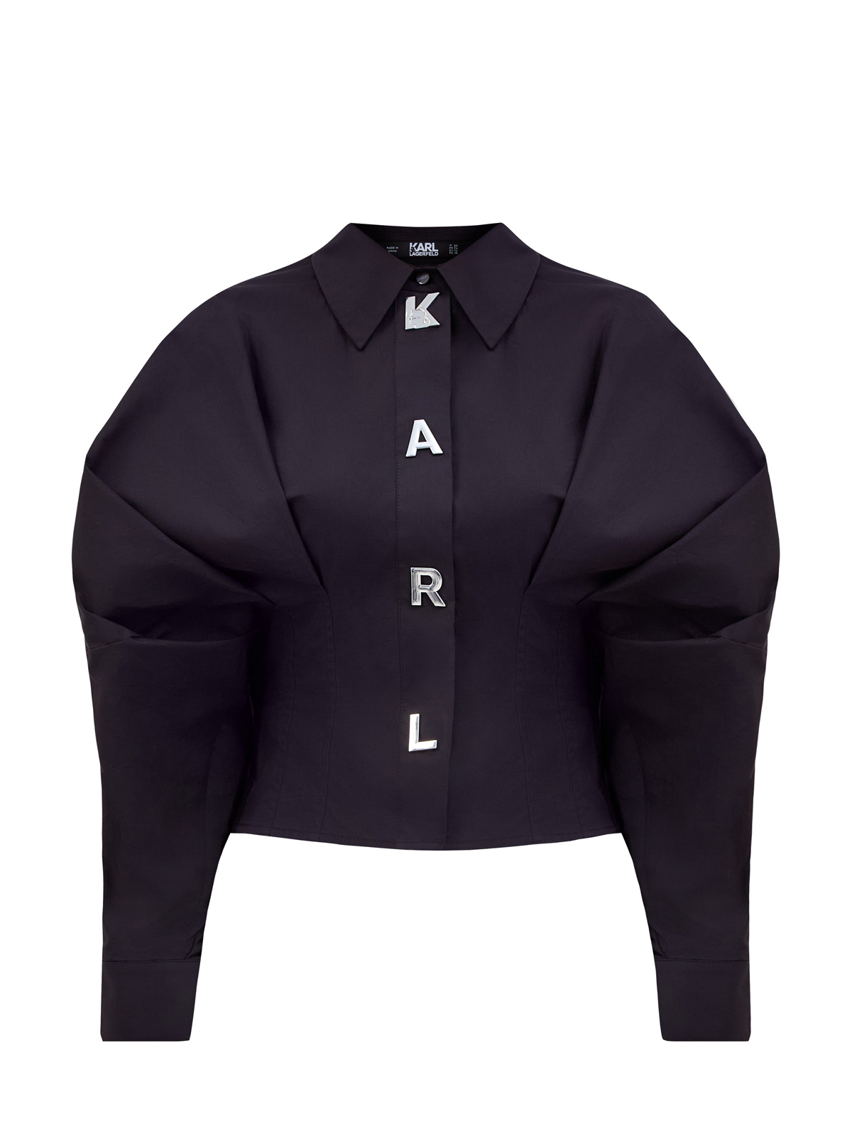 Рубашка K/Letters архитектурного кроя из органического хлопка KARL LAGERFELD, цвет черный, размер S;M;L;XS