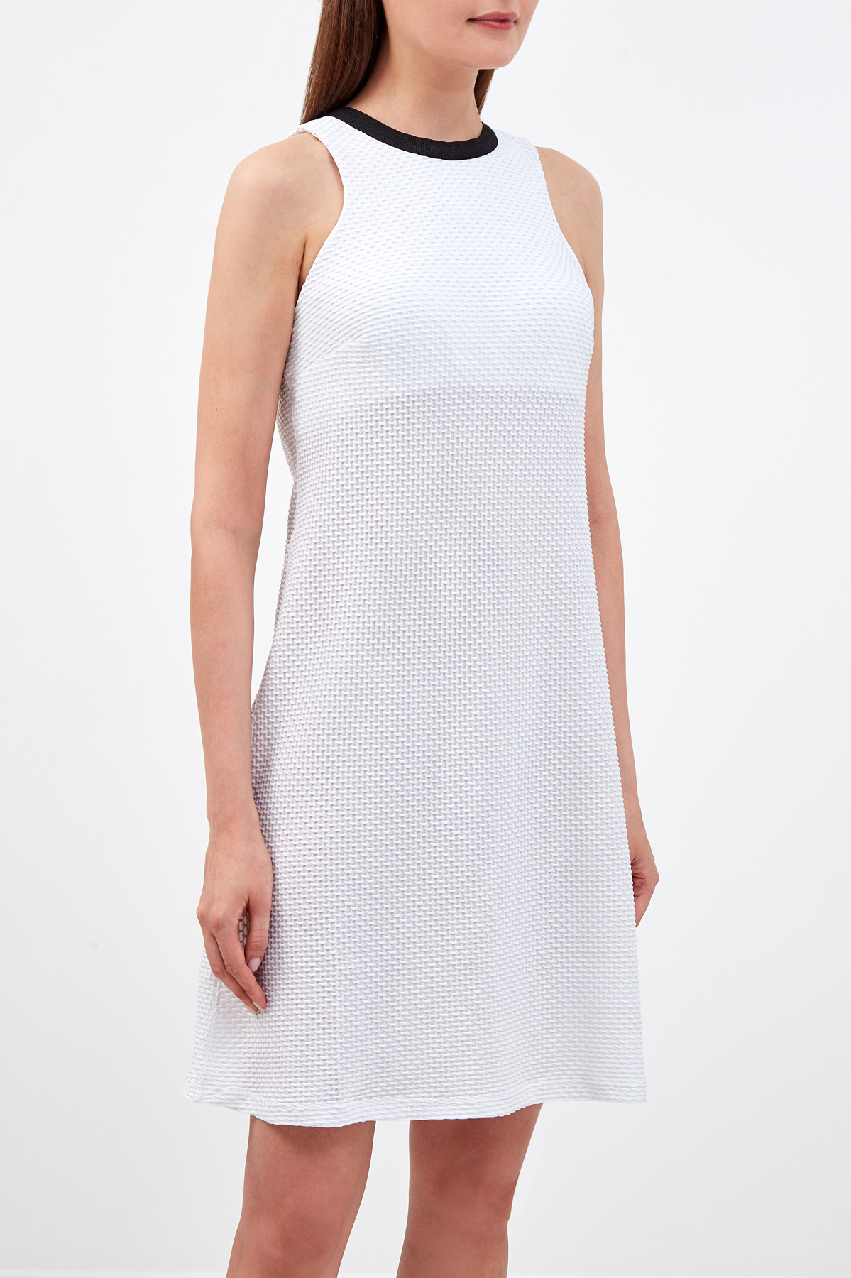 Платье-мини из эластичной быстросохнущей микрофибры с контрастной окантовкой FISICO, цвет белый, размер S;L - фото 3