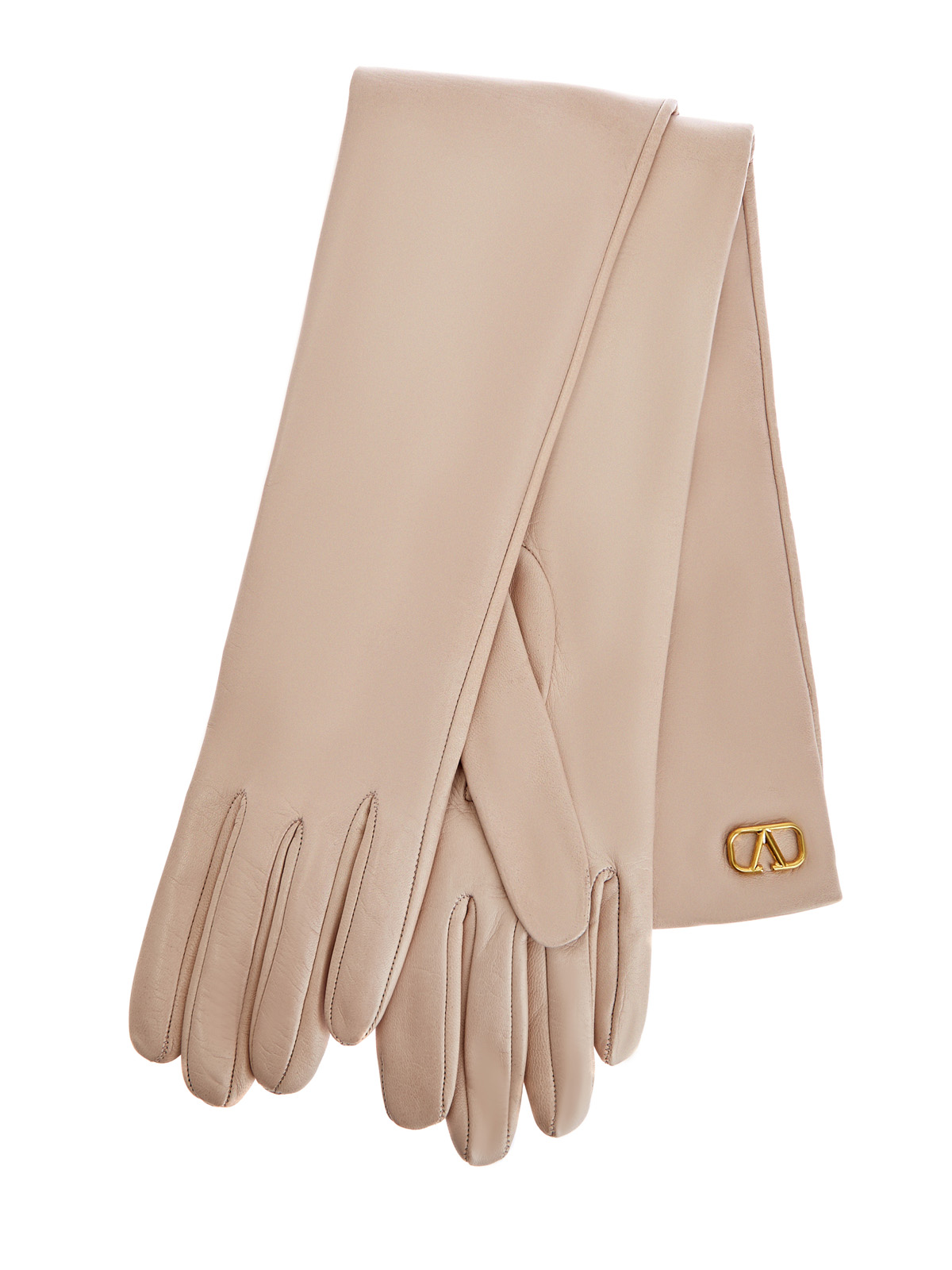 Высокие перчатки из кожи наппа с логотипом VLOGO VALENTINO GARAVANI, цвет розовый, размер XS;S;M;L