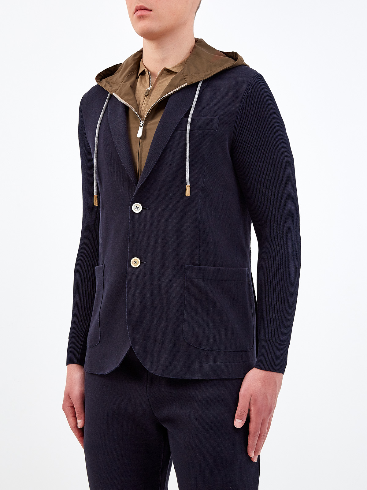 Комбинированный пиджак из хлопка и матового нейлона ELEVENTY, цвет мульти, размер 52;48 - фото 3