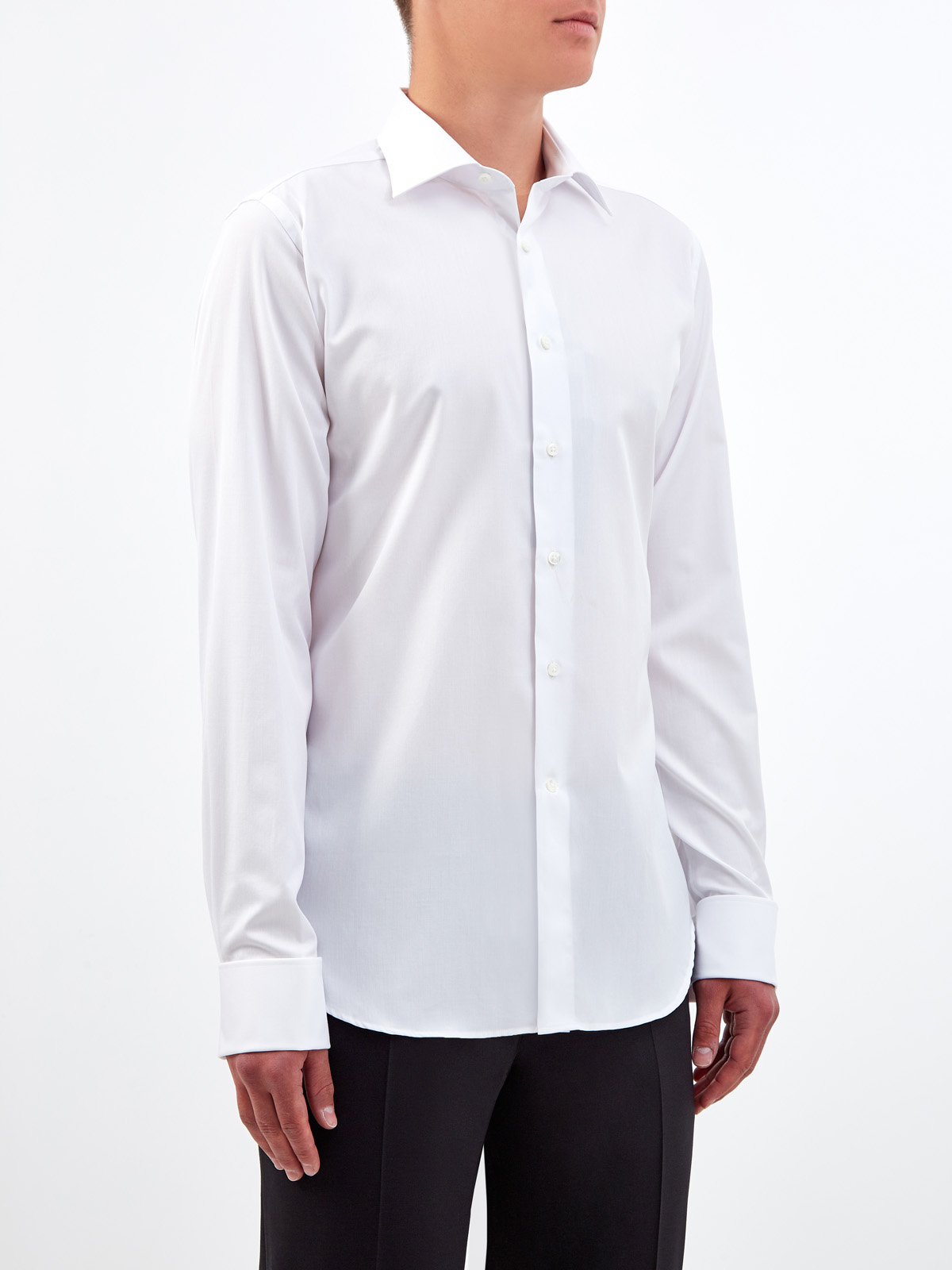 Рубашка из поплина Impeccabile с манжетами под запонки CANALI, цвет белый, размер 52;54;56;58;52 - фото 3