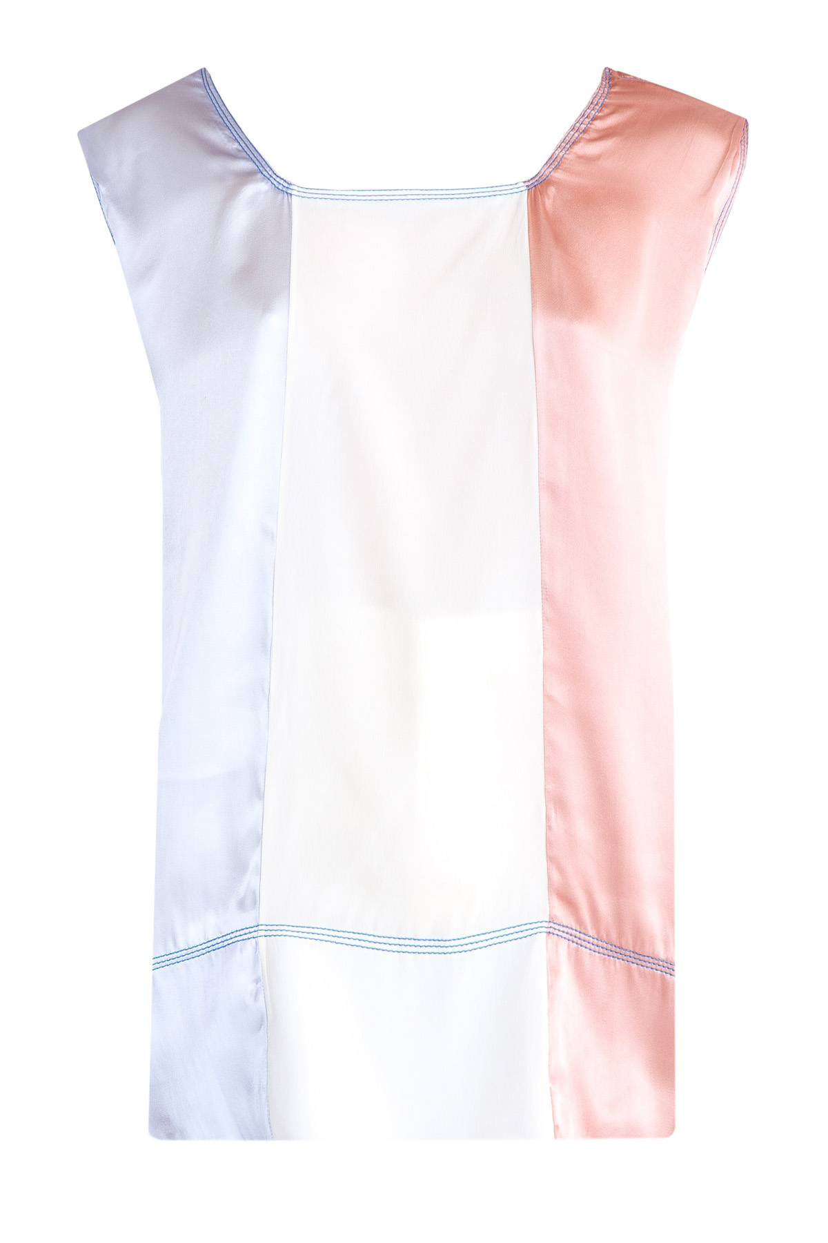 Блузка без рукавов из струящейся атласной ткани с контрастной строчкой MARNI, цвет мульти, размер 40;42;44 - фото 1