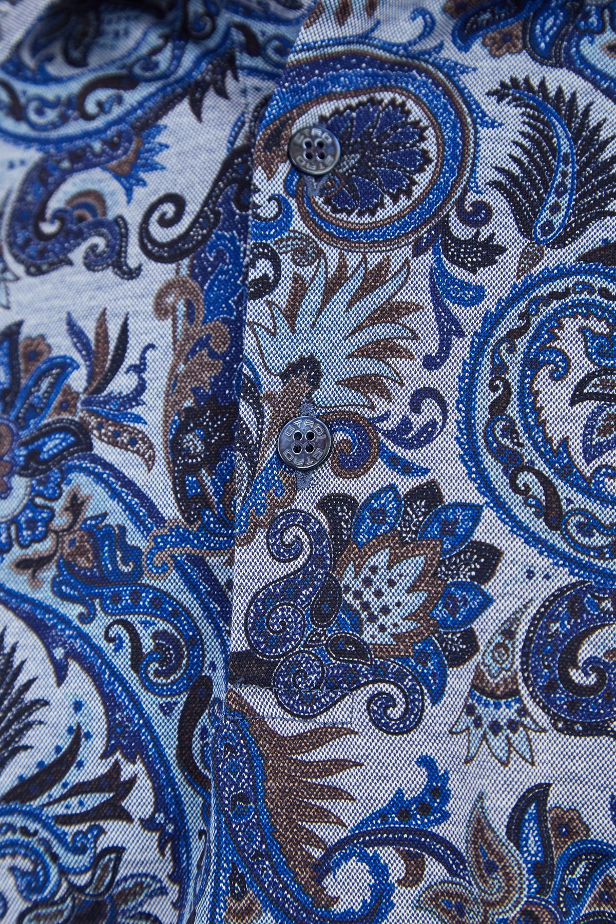 Поло из хлопкового пике с принтом пейсли ETRO, цвет синий, размер 46 - фото 5