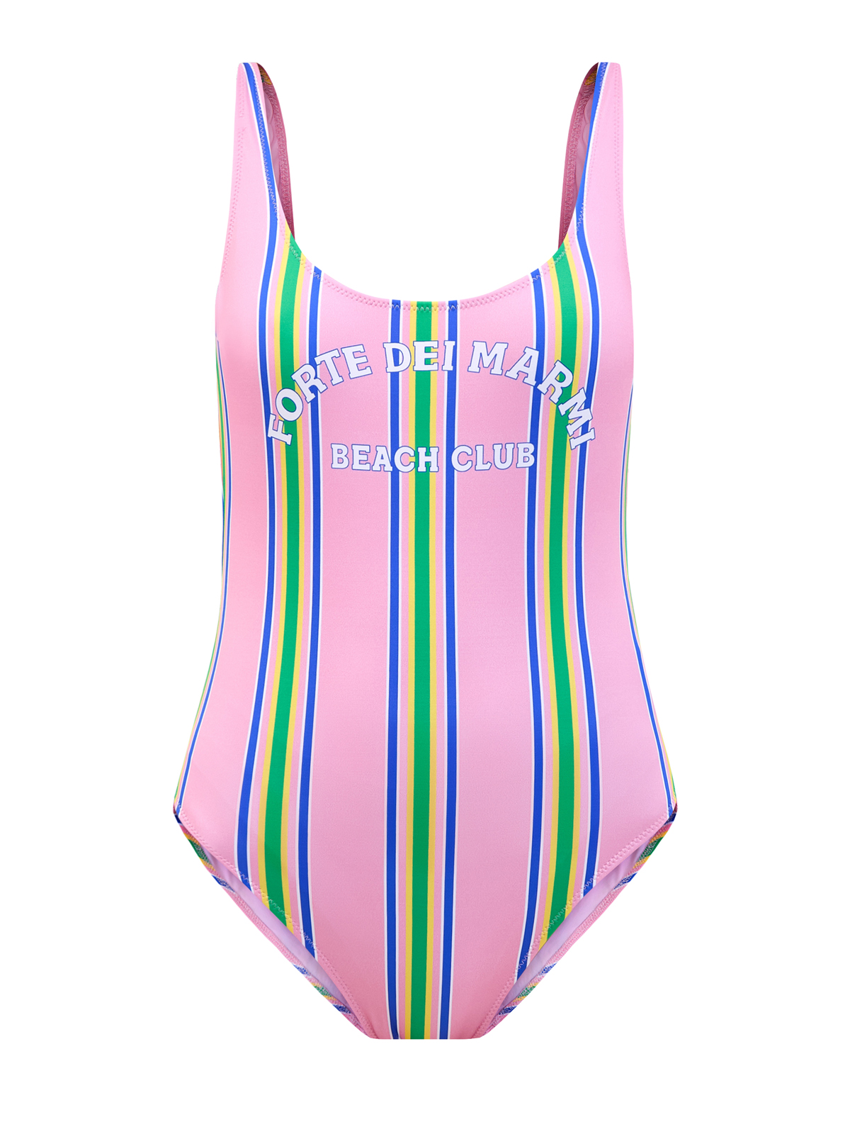 Слитный купальник в стиле ретро в полоску с принтом Beach Club MC2 SAINT BARTH, цвет розовый, размер S;M;L - фото 1
