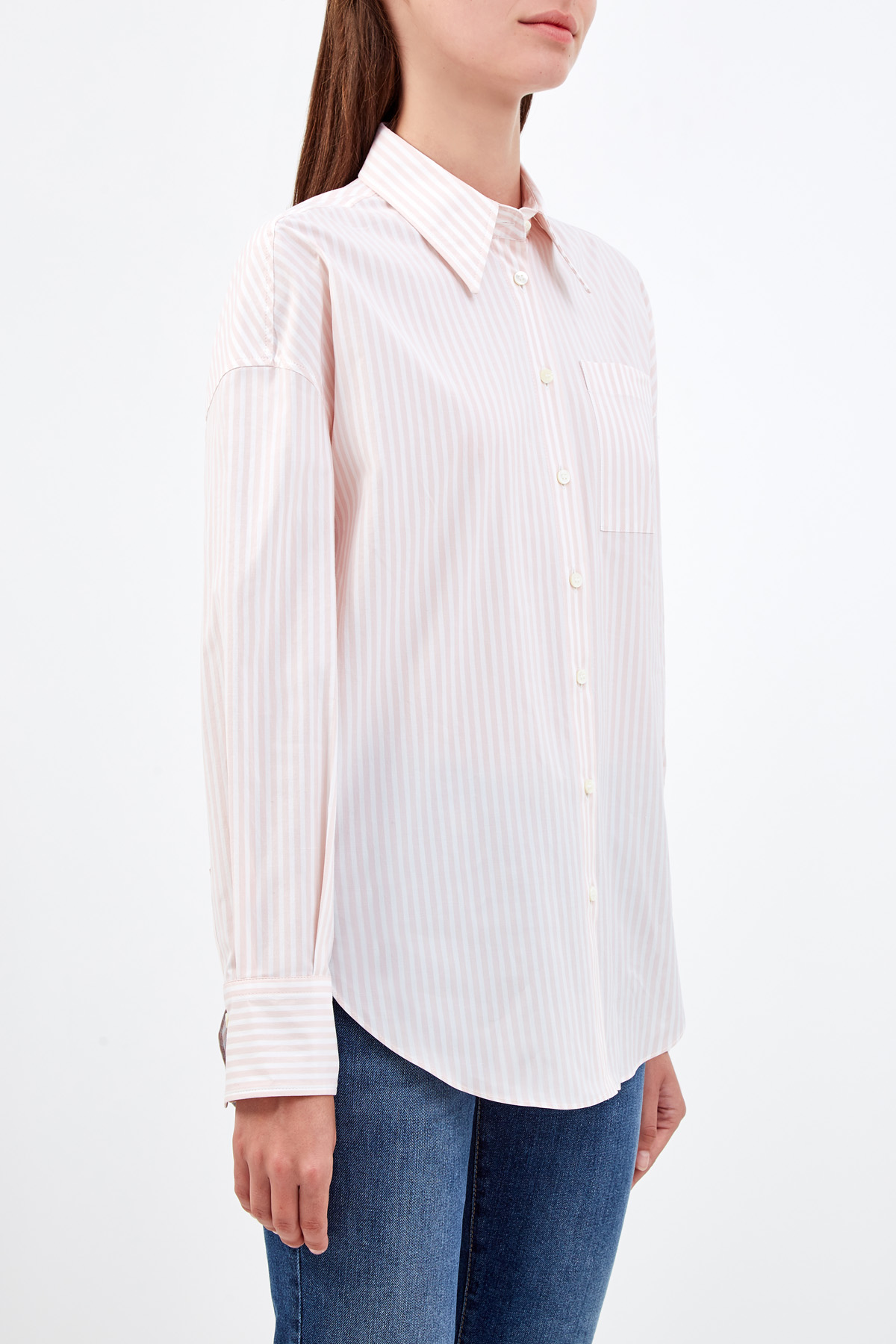 Рубашка-oversize из хлопка с вышивкой Мониль BRUNELLO CUCINELLI, цвет бежевый, размер 38;44;40 - фото 3
