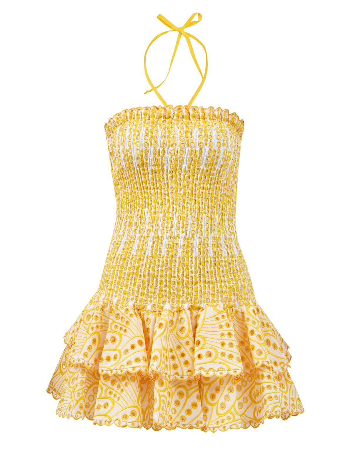 Мини-платье Megan из вышитого хлопка broderie anglaise CHARO RUIZ IBIZA, цвет желтый, размер M;L;S - фото 1