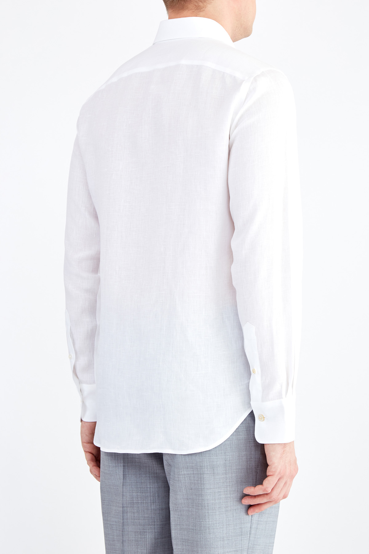 Белая льняная рубашка в классическом стиле CANALI, цвет белый, размер 46;52 - фото 4
