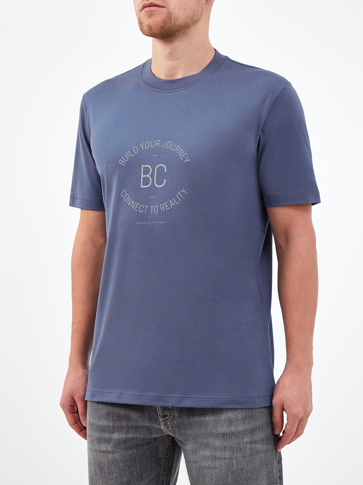 Хлопковая футболка с принтом Build Your Journey BRUNELLO CUCINELLI, цвет синий, размер 52;54;56;58;60 - фото 3