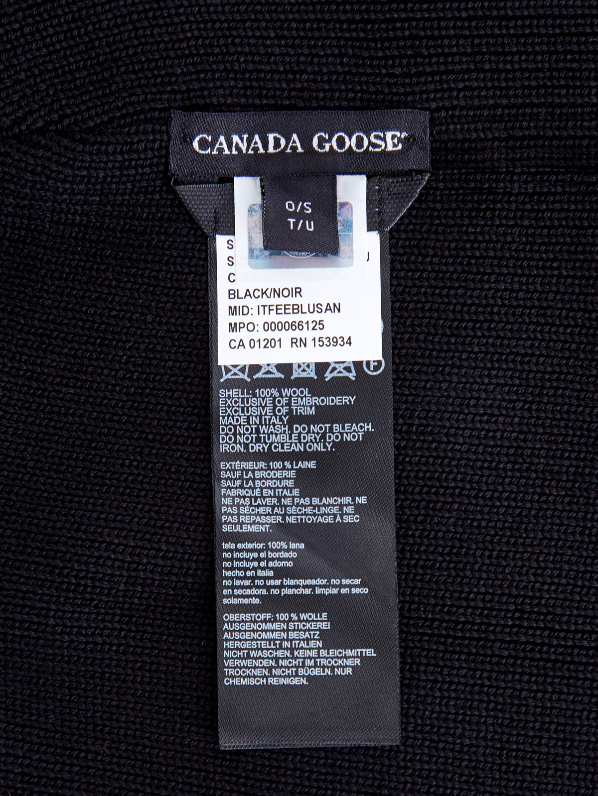 Шапка из эластичной шерсти с вышитым логотипом на отвороте CANADA GOOSE, цвет черный, размер 40 - фото 4