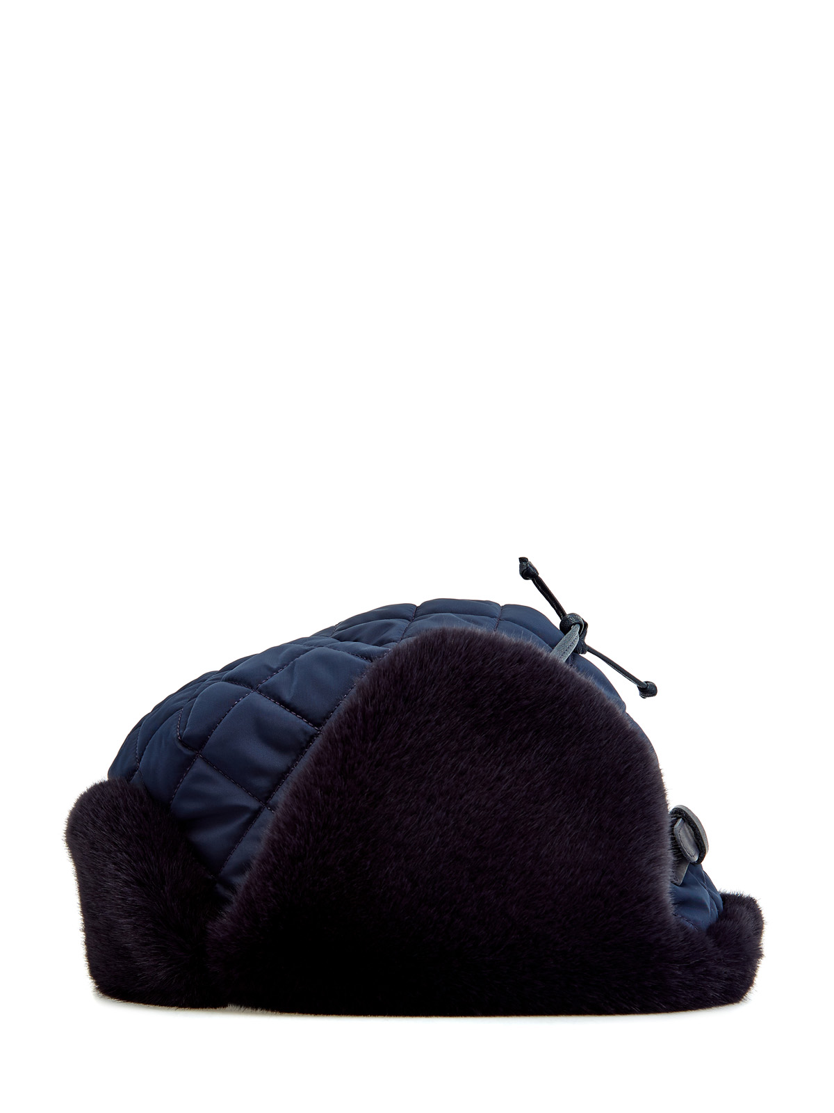 Стеганая шапка-трансформер с отделкой из эко-меха CUDGI, цвет синий, размер 57;58 - фото 2