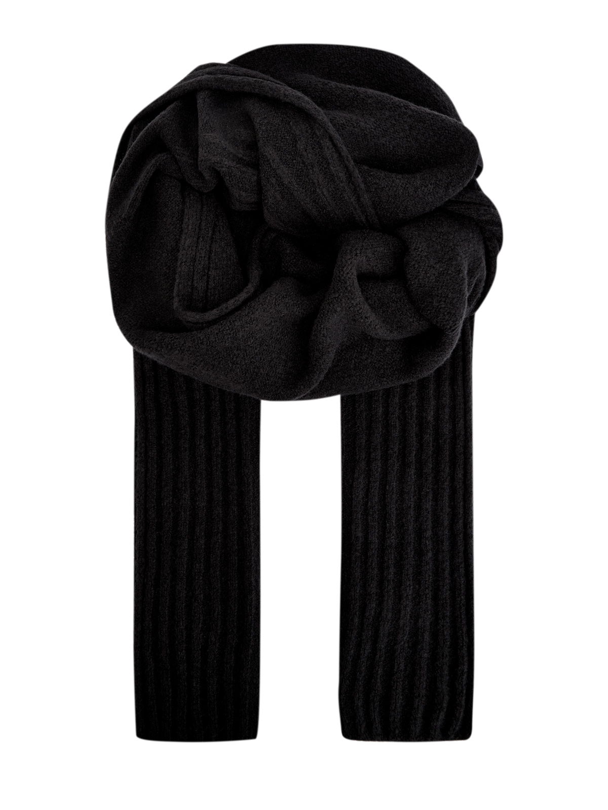 Длинный шарф из шерстяной пряжи фактурной вязки GENTRYPORTOFINO, цвет черный, размер 41;42;43.5;44;45