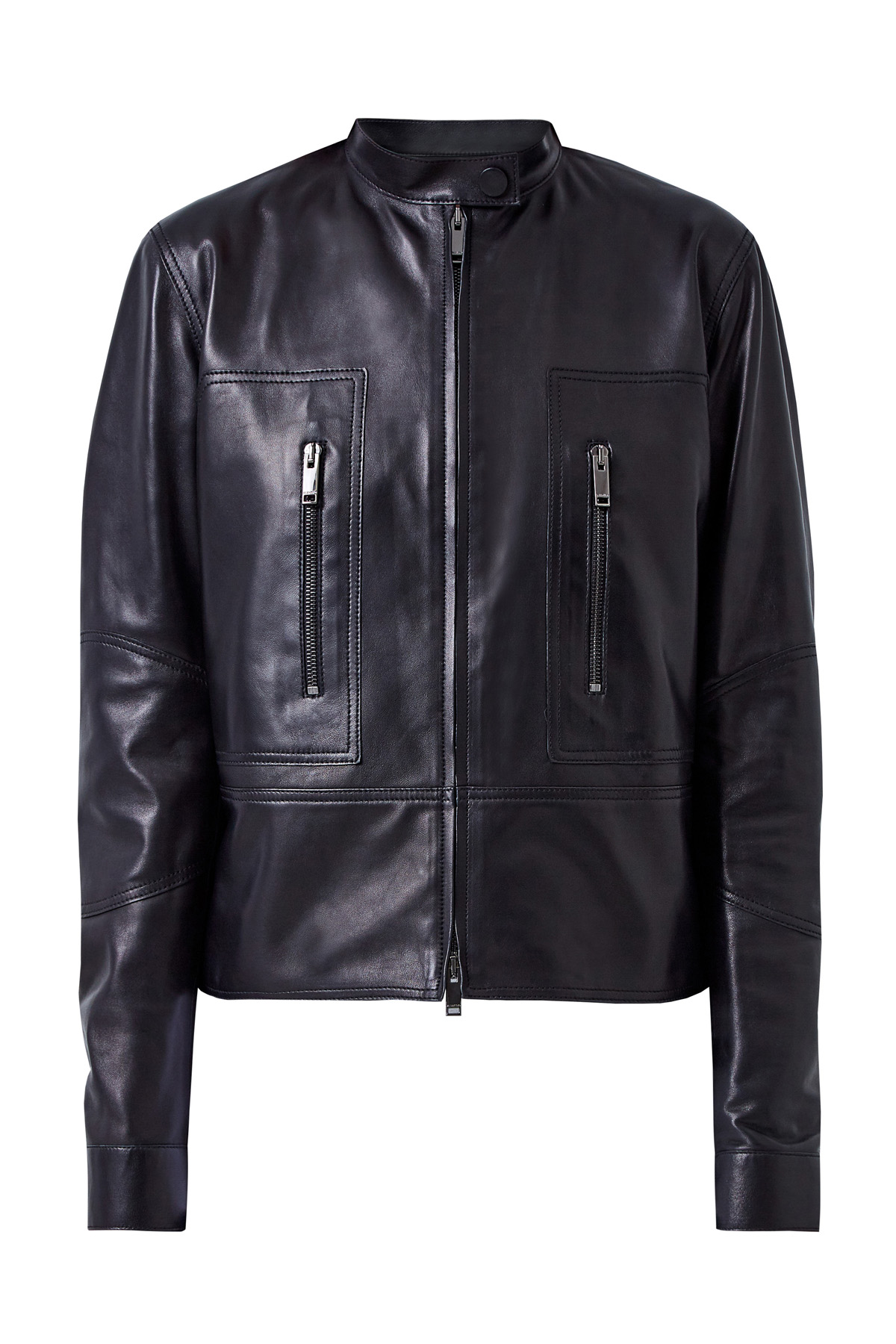 

Кожаная куртка с объемным логотипом VLTN на спинке, Черный, Кожаная куртка с объемным логотипом VLTN на спинке