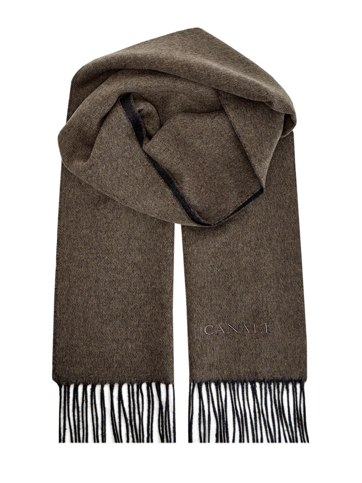 Двусторонний кашемировый шарф с волокнами шелка CANALI, цвет коричневый, размер 42;43;44