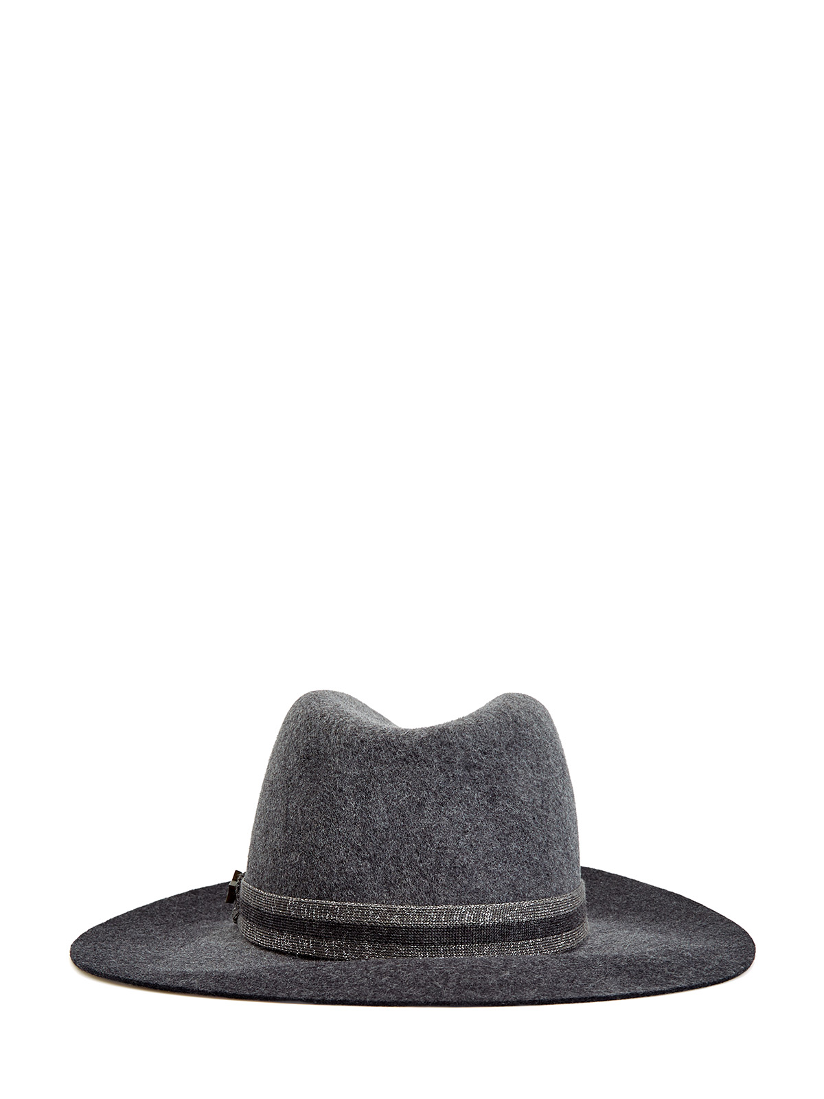 Шерстяная шляпа-трилби с лентой из люрекса LORENA ANTONIAZZI, цвет серый, размер S;M;L - фото 3