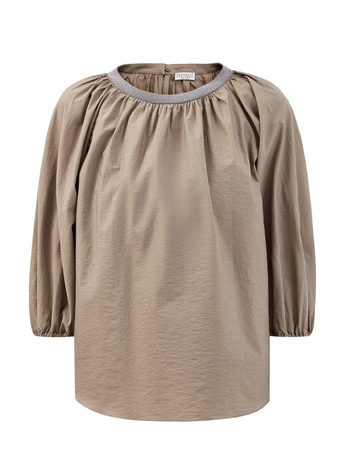 Блуза с мерцающим декором Мониль и архитектурными рукавами BRUNELLO CUCINELLI, цвет коричневый, размер 42;44;46;40 - фото 1