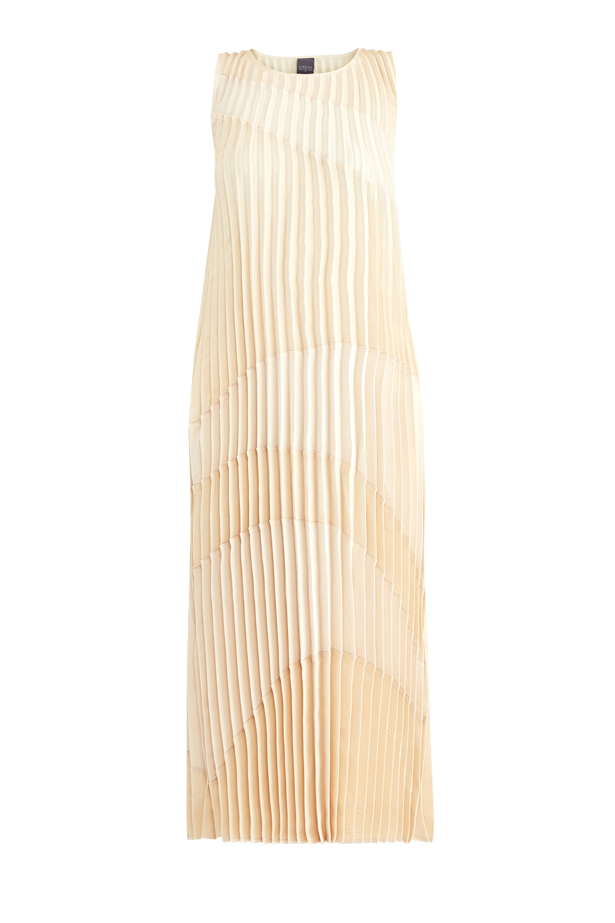 Плиссированное платье из ткани с золотым отливом по поверхности LORENA ANTONIAZZI, цвет бежевый, размер 40;42 - фото 1