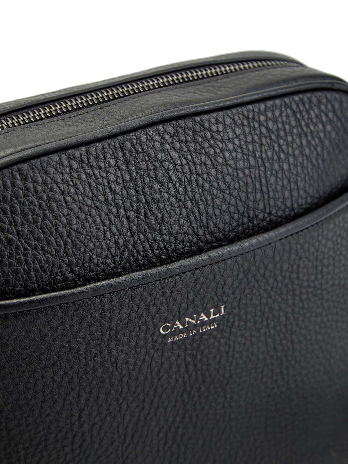 Кожаная сумка-мессенджер с регулируемым плечевым ремнем CANALI, цвет черный, размер 52;54;56;50 - фото 6