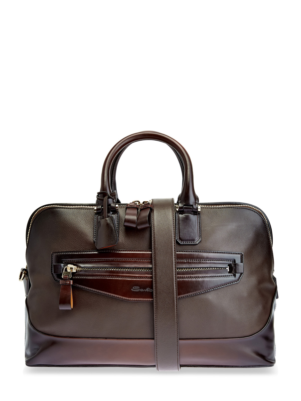 Дорожная сумка ручной работы с эффектом патины SANTONI, цвет коричневый, размер 41;41.5;42.5;43;43.5;44;44.5 - фото 1
