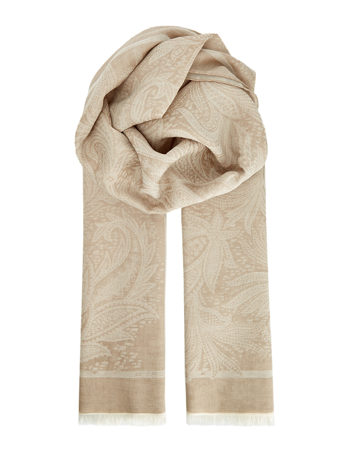

Легкий шарф из модала с жаккардовым узором пейсли, Бежевый, Легкий шарф из модала с жаккардовым узором пейсли
