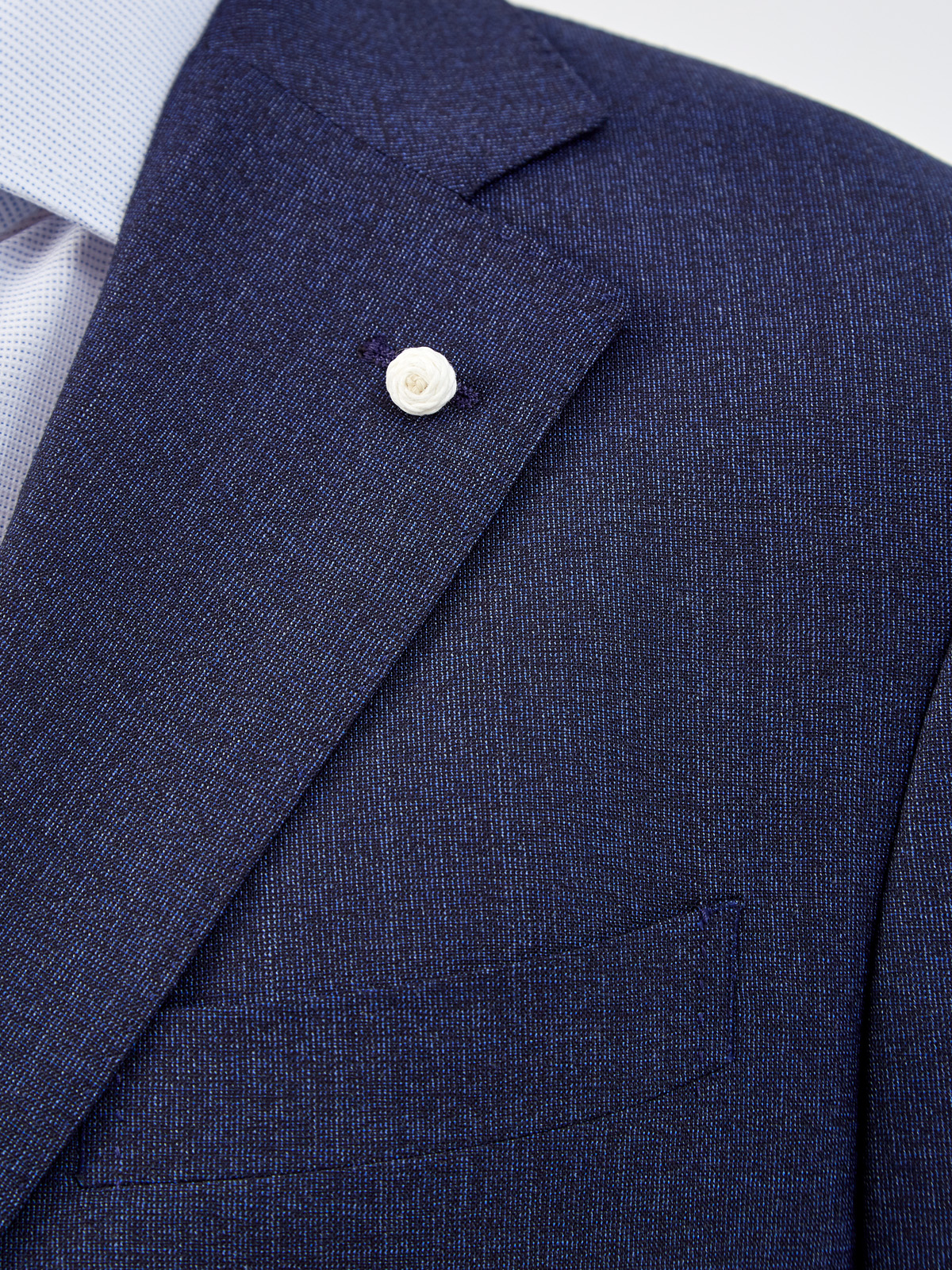 Пиджак из меланжевой шерсти с миниатюрной брошью L.B.M. 1911, цвет синий, размер 48;50;52;54;56 - фото 5