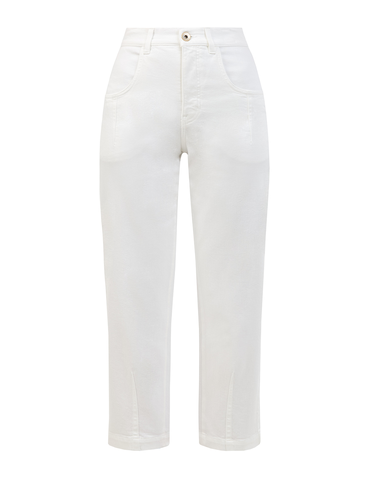 Укороченные джинсы из тонкого хлопкового денима с прострочкой ELEVENTY, цвет белый, размер 38;40;42;46