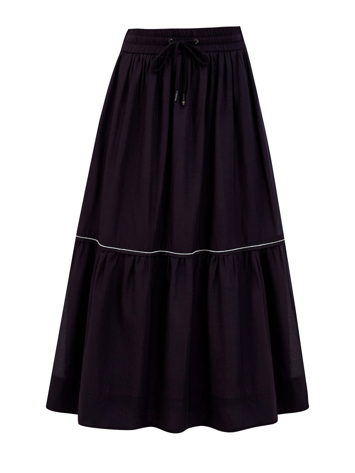 Хлопковая юбка-плиссе с поясом на кулиске и цепочками 44590₽