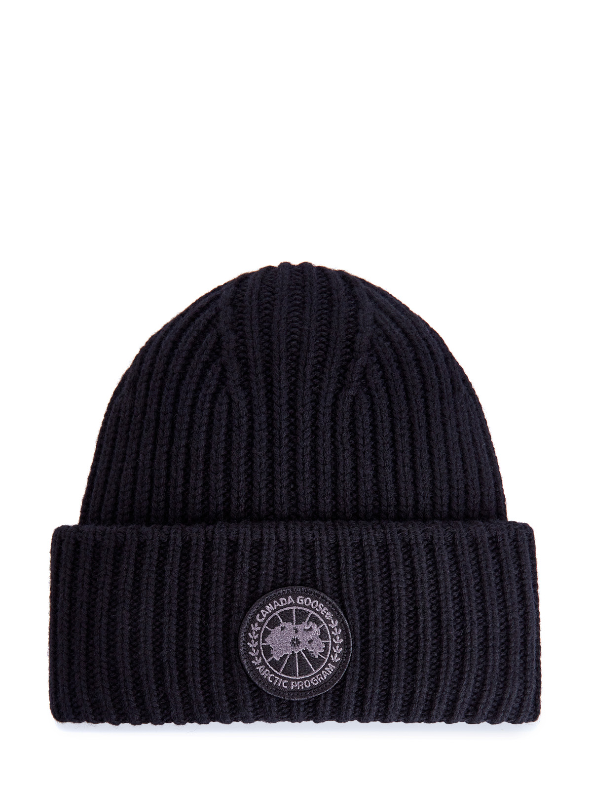 Теплая шапка из шерсти и кашемира с отворотом CANADA GOOSE, цвет черный, размер 40 - фото 1