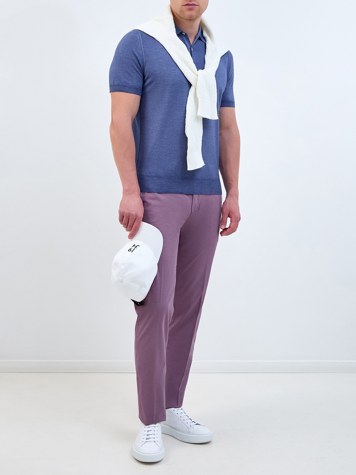 Однотонные брюки из хлопкового и шелкового твила CANALI, цвет фиолетовый, размер 48;50;52;54 - фото 2