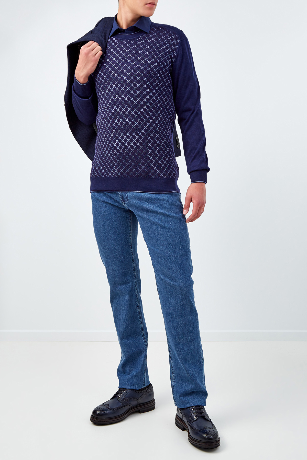 Однотонная приталенная рубашка из хлопка ETRO, цвет синий, размер 48;50;52 - фото 2