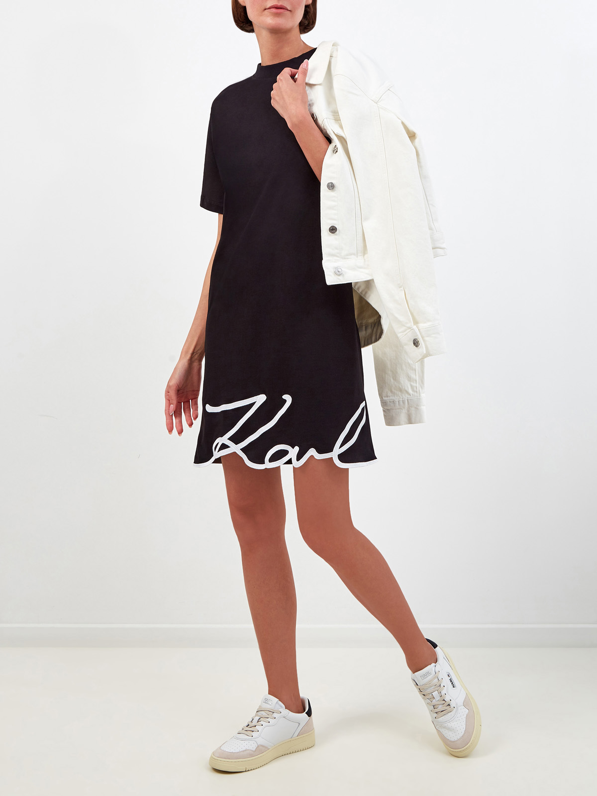 Платье-футболка с контрастным декором K/Signature KARL LAGERFELD, цвет черный, размер M;L;XL;S Платье-футболка с контрастным декором K/Signature - фото 2