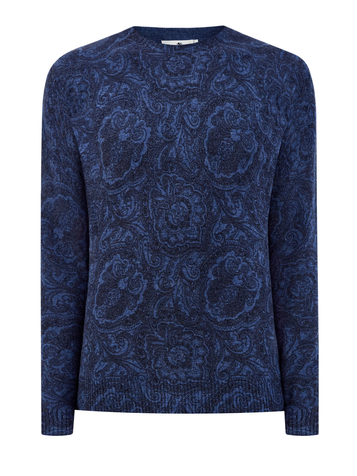Шерстяной пуловер с узором в синей гамме ETRO, цвет синий, размер 52;54;56;46 - фото 1