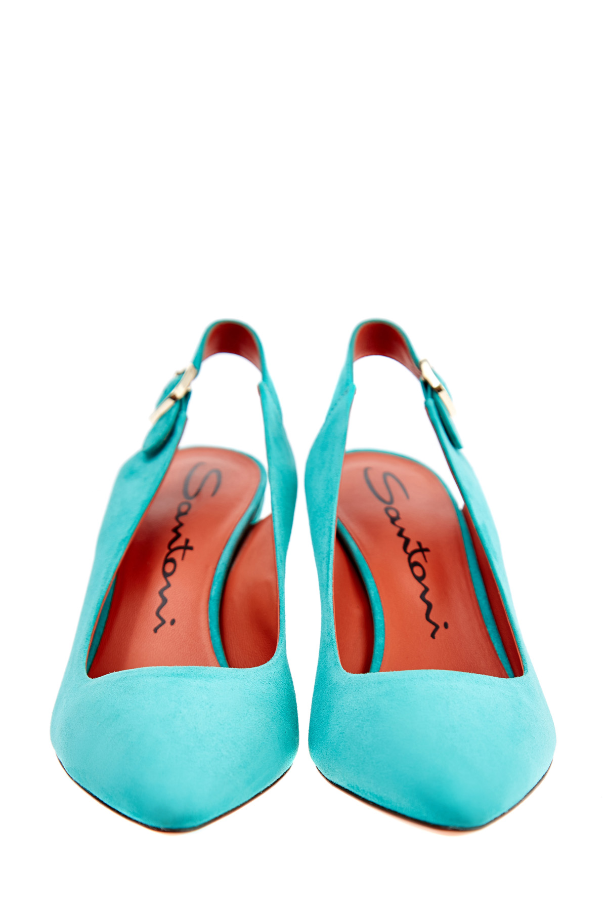 Замшевые туфли на устойчивом каблуке бирюзового оттенка SANTONI, цвет бирюзовый, размер 36.5;39.5;40 - фото 5