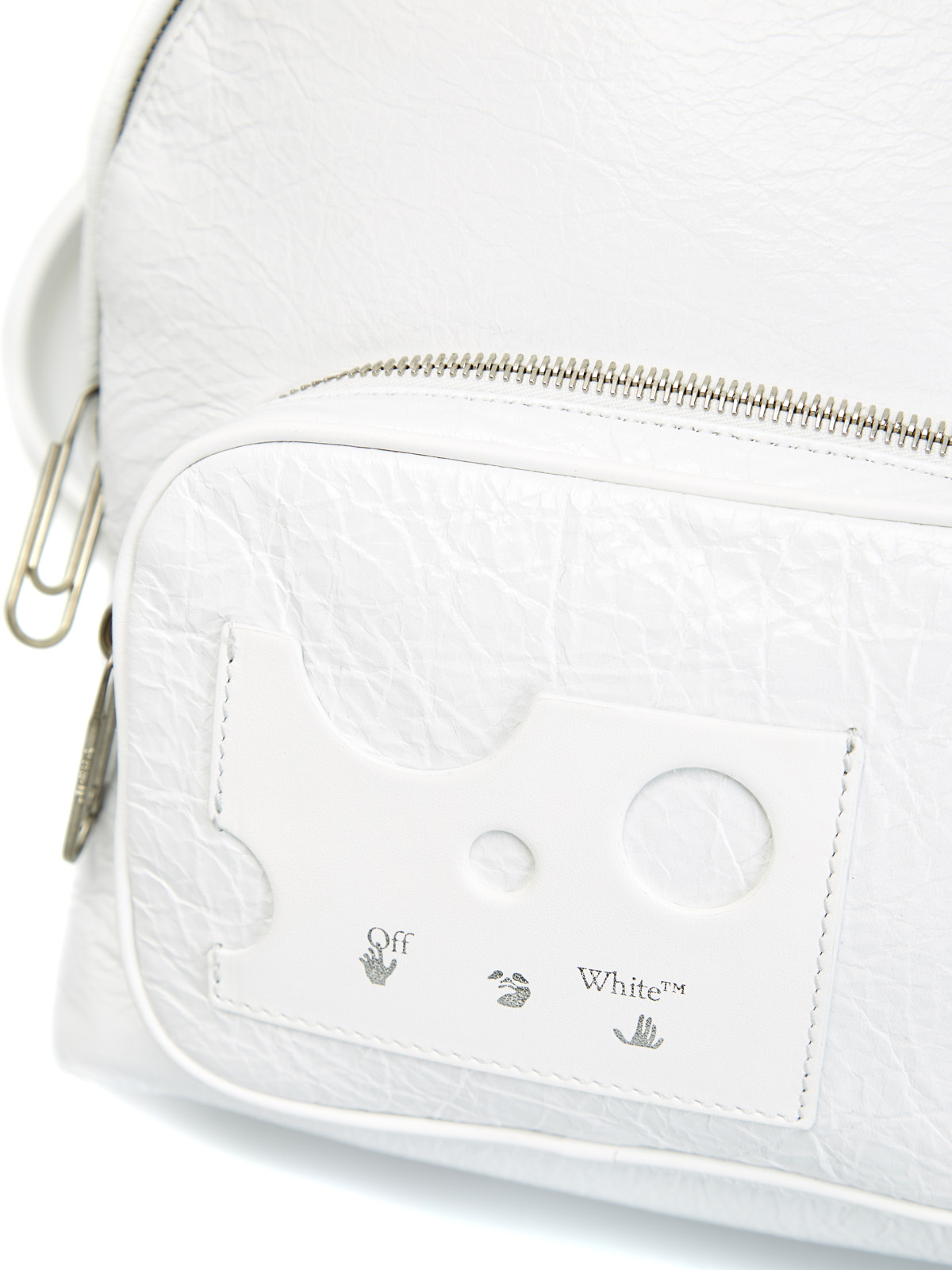 Белый рюкзак из фактурной кожи с логотипом Hands Off OFF-WHITE, размер 36;36.5;37.5;38;38.5;39;40 - фото 6