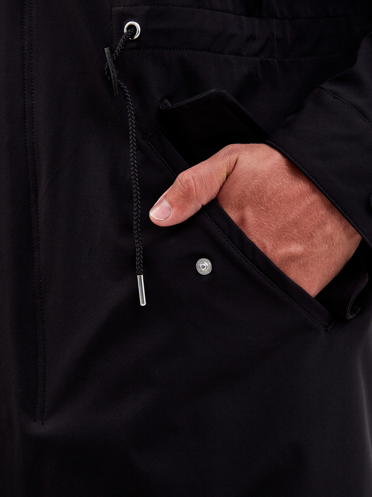 Удлиненная куртка с капюшоном и аппликацией на спинке BIKKEMBERGS, цвет черный, размер M;L;XL - фото 5