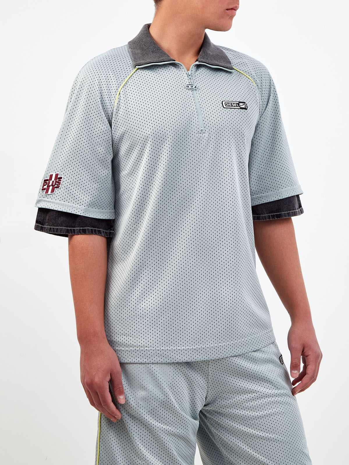 Футболка T-Mec в баскетбольном стиле с перфорацией и молнией Голубой, фото 3