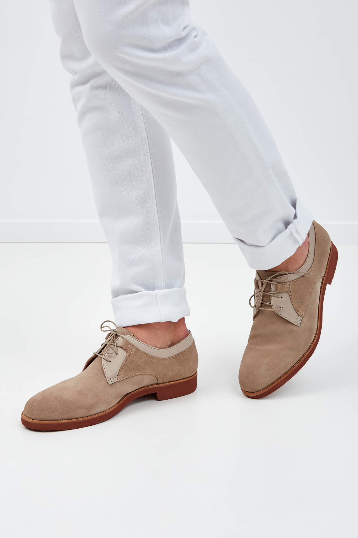 Замшевые туфли-дерби с фигурной отделкой MORESCHI, цвет бежевый, размер 41;41.5;42;42.5;43;44;45 - фото 2