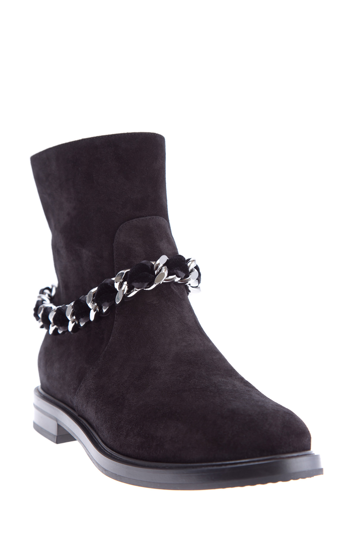 Ботинки из замши с символом бренда в виде цепи на голенище CASADEI, цвет черный, размер 36.5;37.5;38;38.5;41 - фото 3