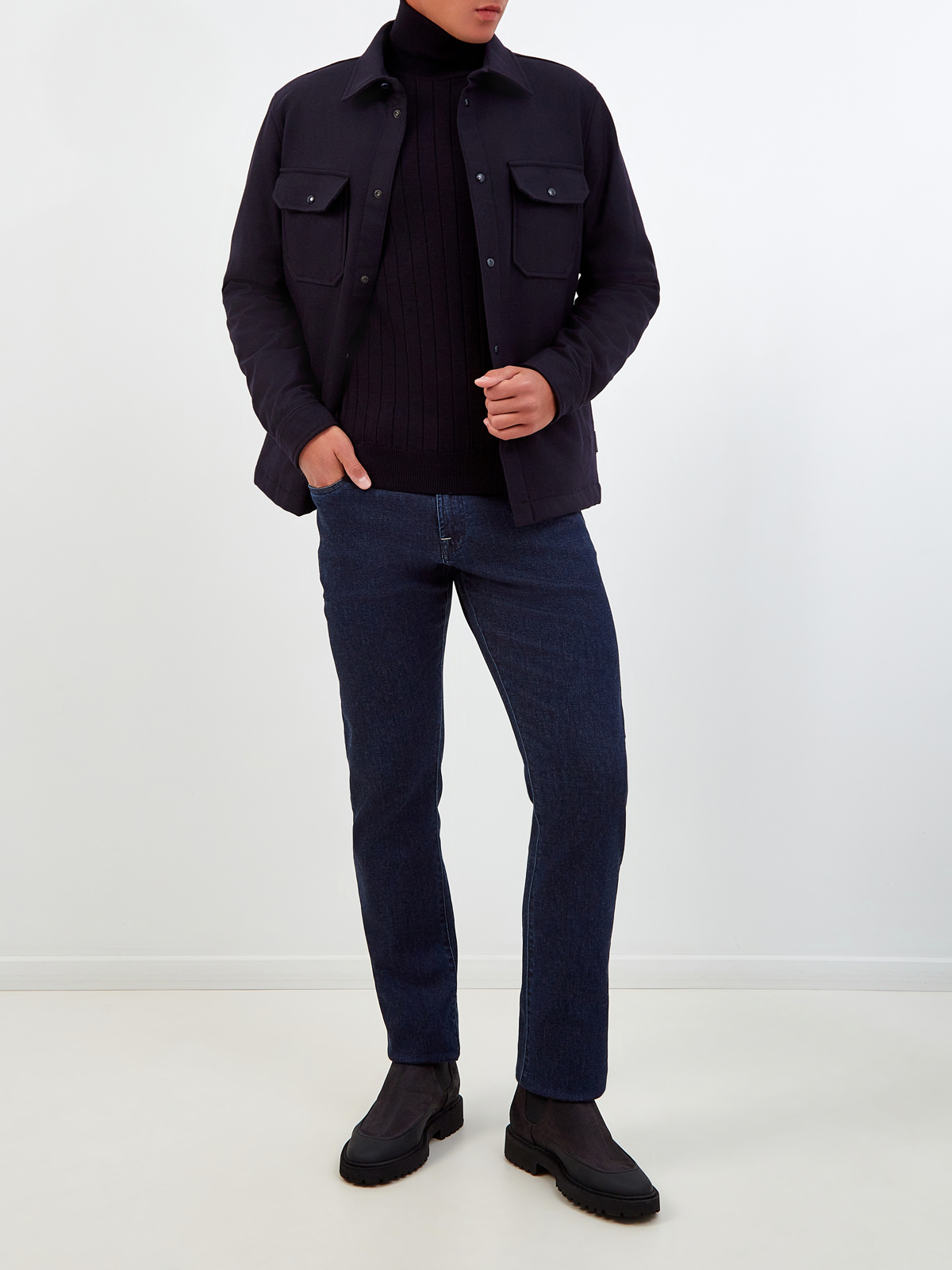 Куртка-рубашка из шерсти Melton с пуховым утеплителем WOOLRICH, цвет синий, размер M;L;S;XL - фото 2