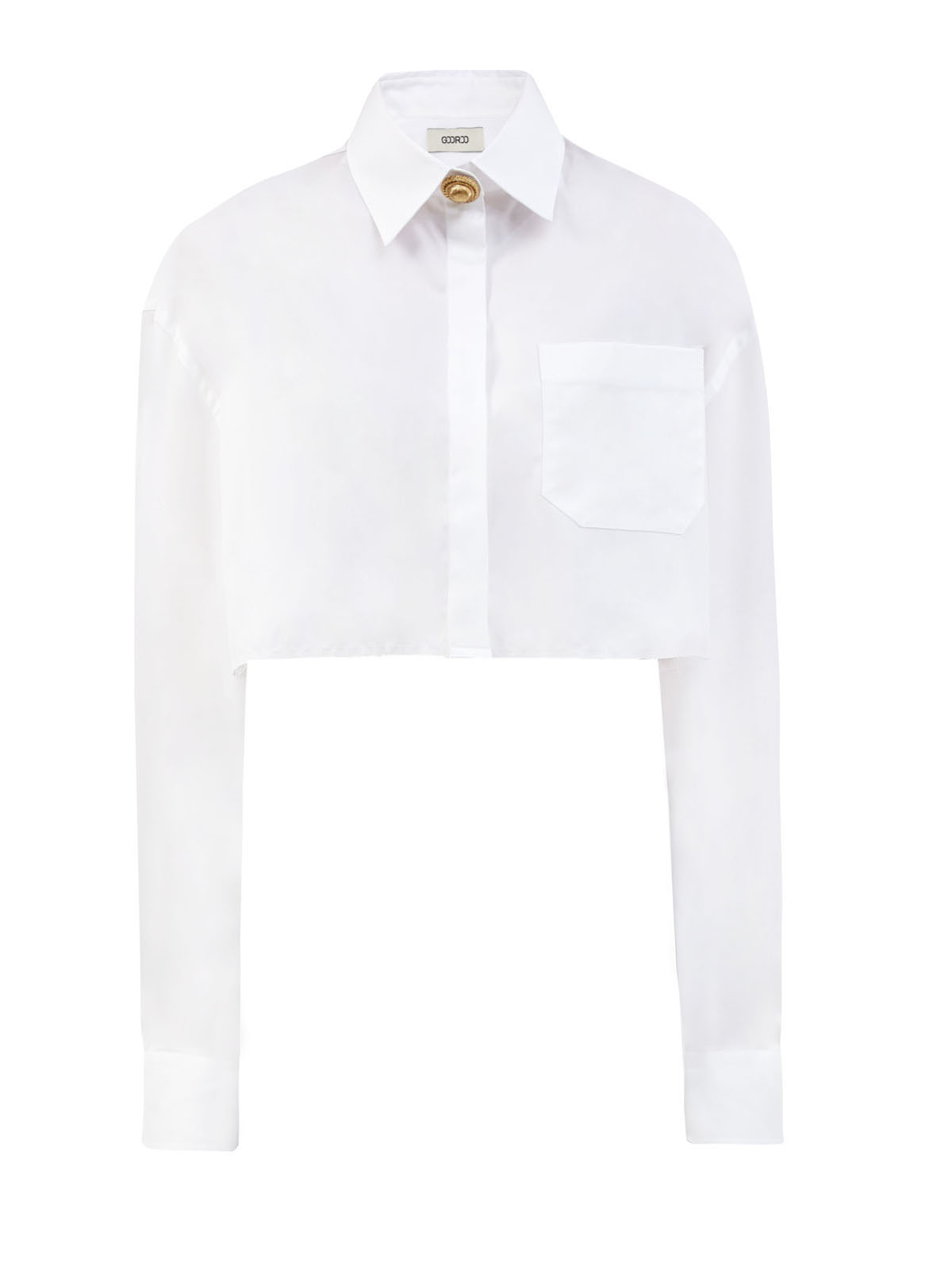 Укороченная рубашка с эффектом необработанного края GOOROO, цвет белый, размер 42 - фото 1